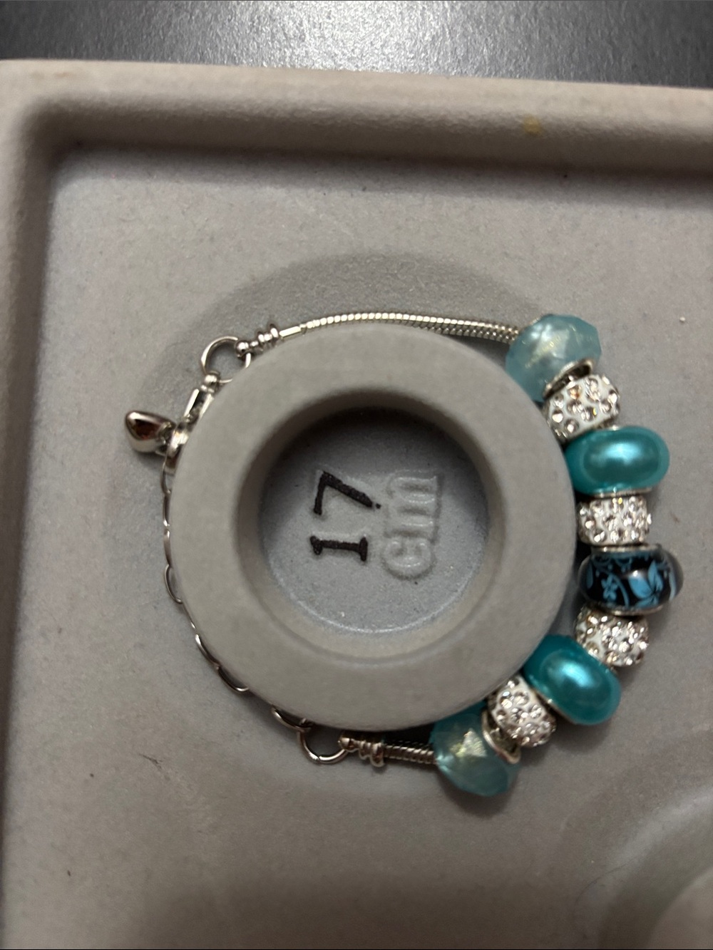 Turquoise Bead & Crystal Charm Bracelet - Women's Jewelry